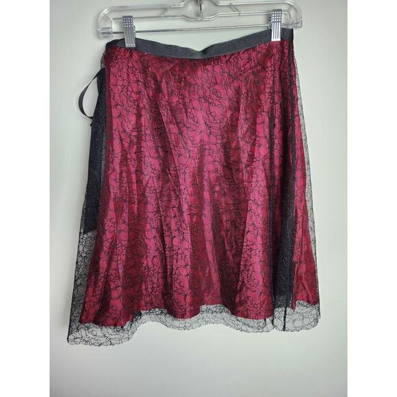 Vtg Necessary Objects Lace overlay skirt ribbon tie side zip sz XS witchy goth - Picture 4 of 8